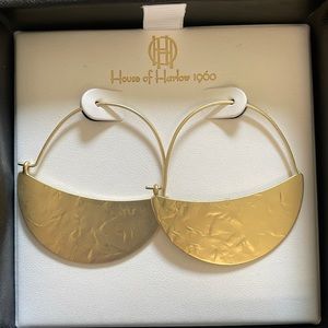 COPY - House of Harlow 1960 hammered gold earrings.